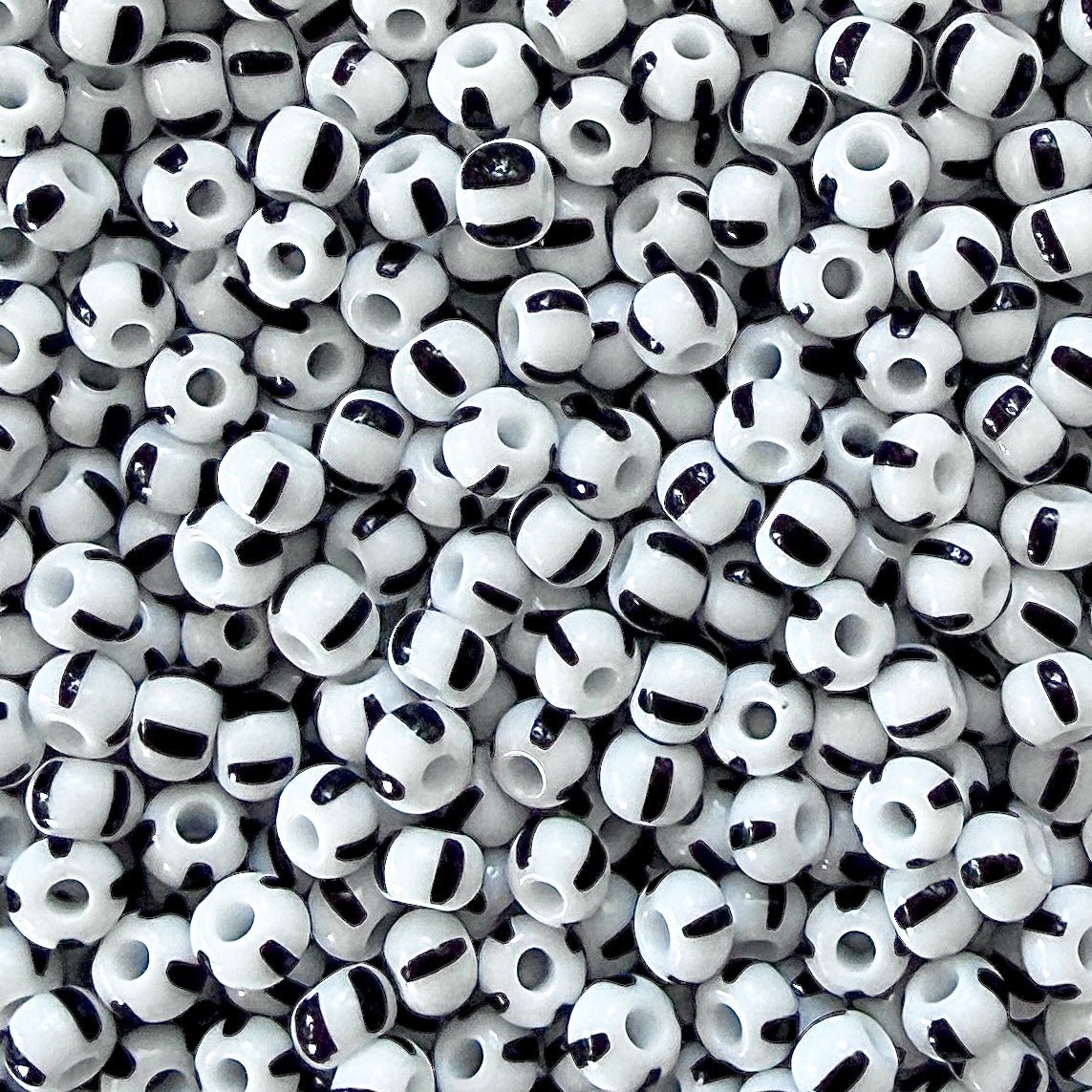 White & Black 6/0 Czech Striped Seed Beads (100g) - The Bead Mix