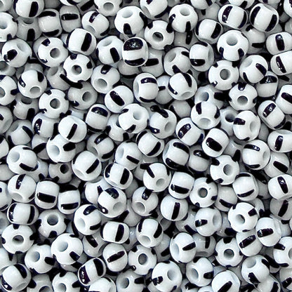 White & Black 6/0 Czech Striped Seed Beads (100g) - The Bead Mix