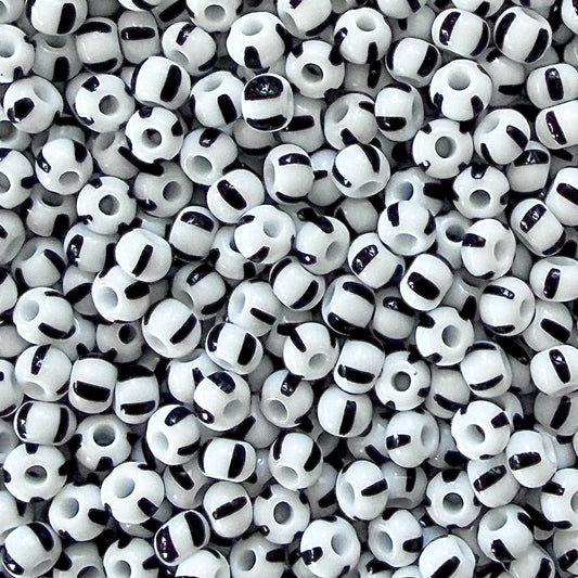 White & Black 6/0 Czech Striped Seed Beads (100g) - The Bead Mix
