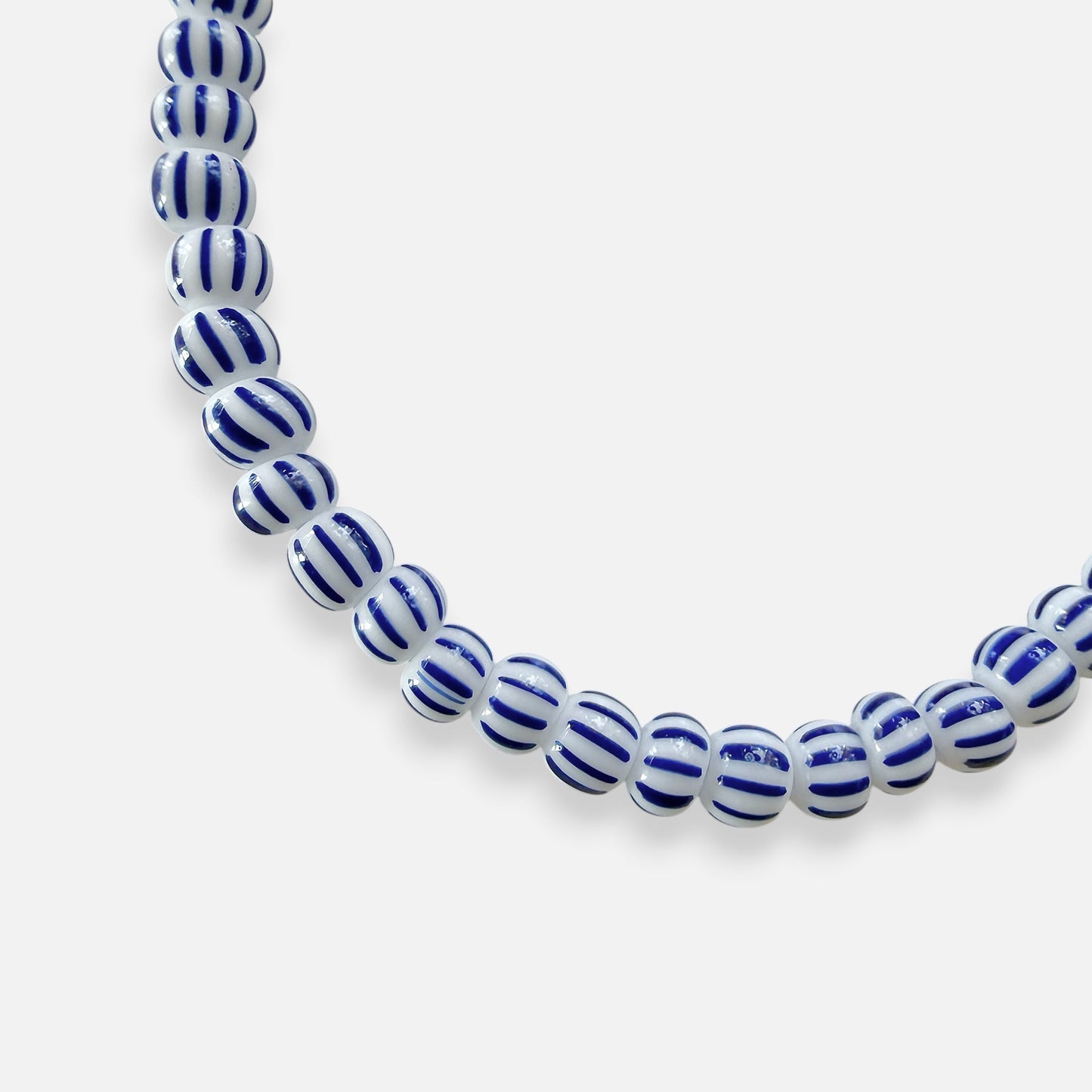 White & Blue 6/0 Czech Striped Seed Beads (100g) - The Bead Mix