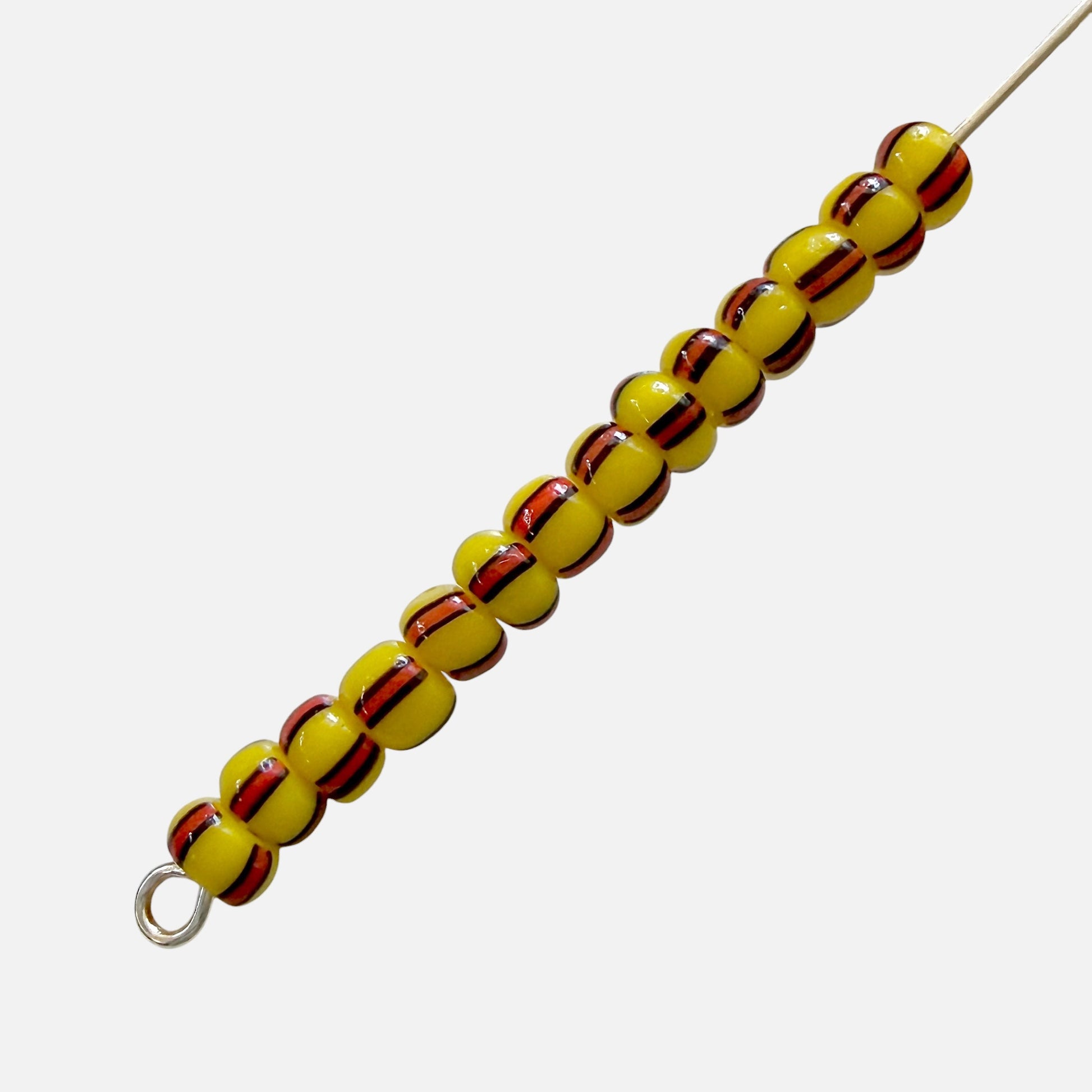 Yellow, Red & Black 6/0 Czech Striped Seed Beads (100g) - The Bead Mix