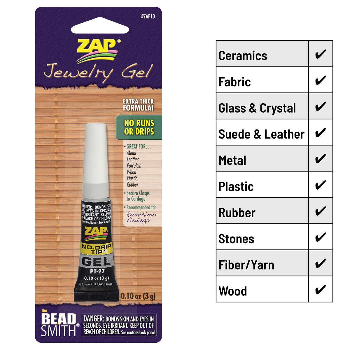 Zap Jewelry Gel Super Glue - 0.10 oz - The Bead Mix