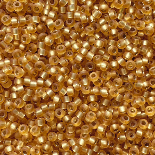 11-4F: Matte Silver Lined Dark Gold Miyuki 11/0 Seed Beads - The Bead Mix