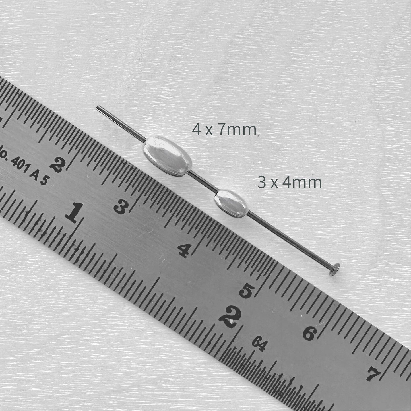3 x 4mm Sterling Silver Oval Beads - The Bead Mix