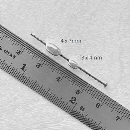 3 x 4mm Sterling Silver Oval Beads - The Bead Mix