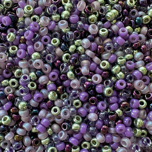 Mix of green and purple Miyuki 11/0 seed beads created by The Bead Mix
