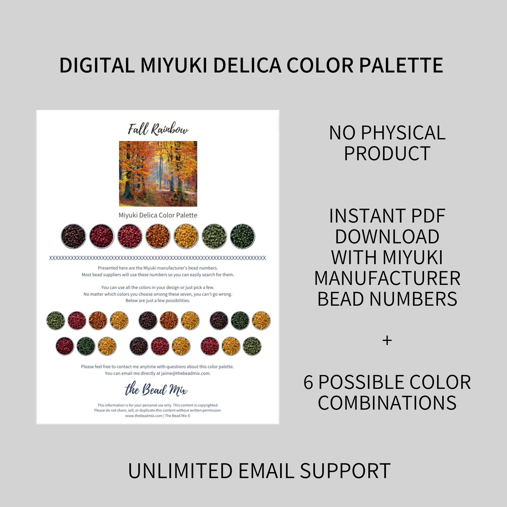Digital Fall Rainbow DELICA Bead Color Palette - The Bead Mix