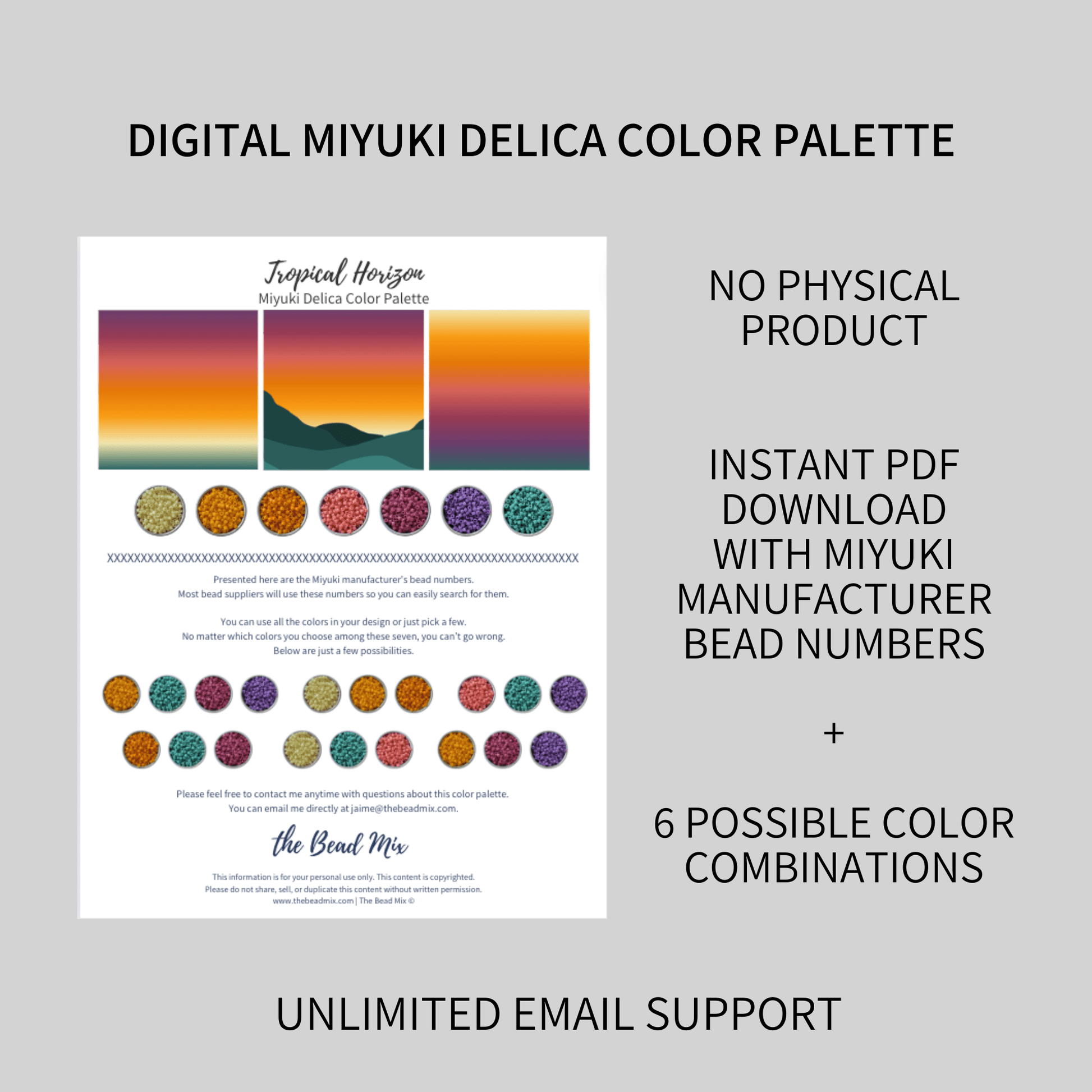 Digital Tropical Horizon DELICA Bead Color Palette - The Bead Mix