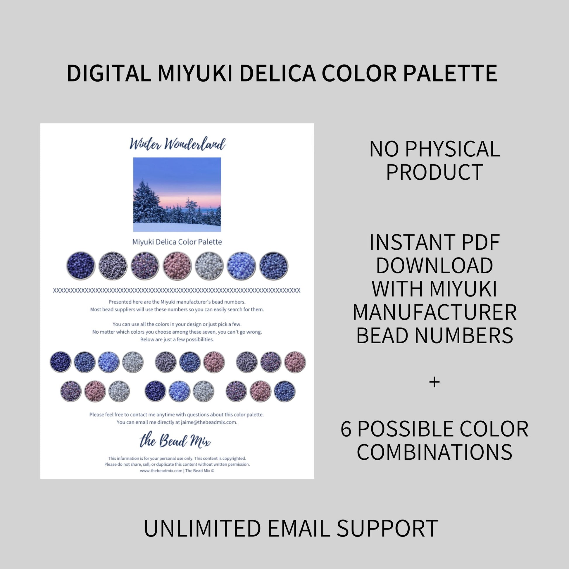 Digital Winter Wonderland DELICA Bead Color Palette - The Bead Mix