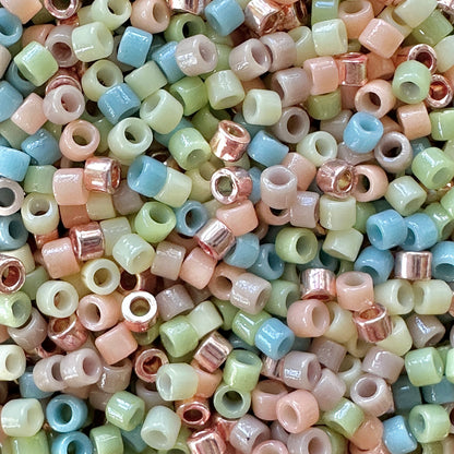 Mix of Miyuki Delica beads in pastel colors