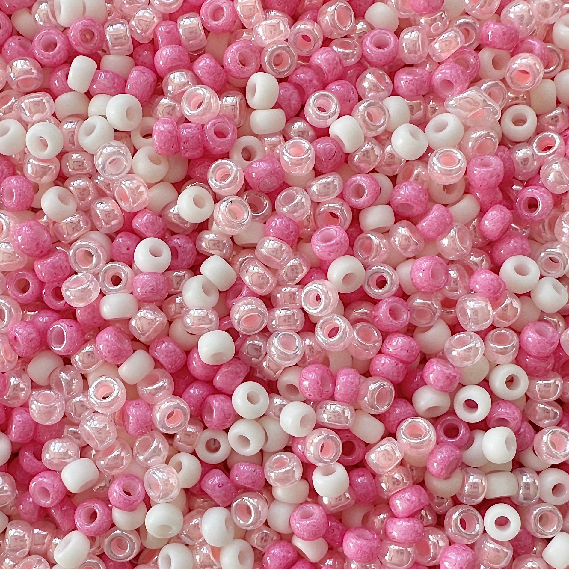 Mix of pink and matte cream miyuki 11/0 seed beads by The Bead Mix