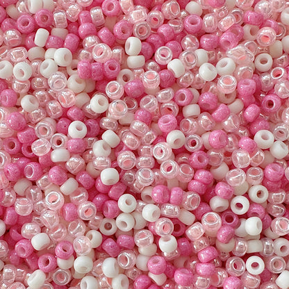 Mix of pink and matte cream miyuki 11/0 seed beads by The Bead Mix